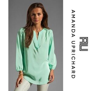 NEW Amanda Uprichard Silk Buttoned Highliner Blouse Sherbet